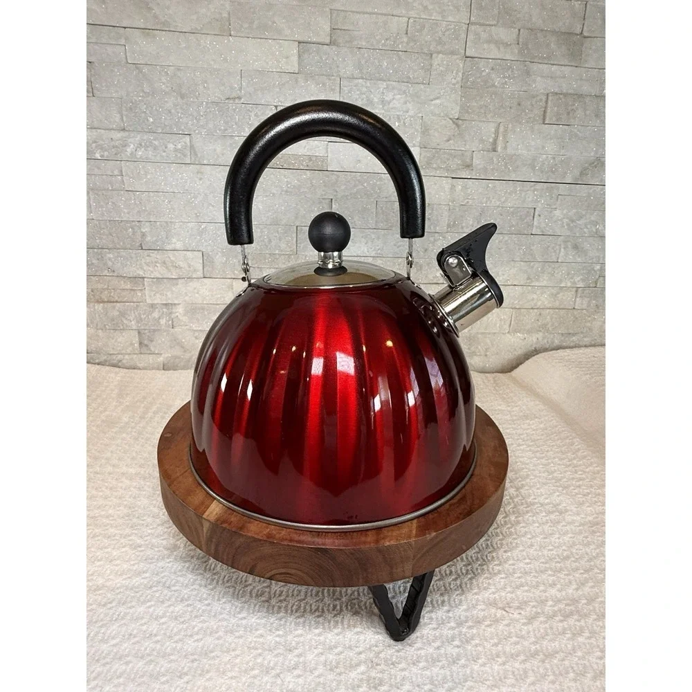 Mr. Coffee Twining 2.1 Quart Pumpkin Shaped Stainless Steel Whistling Tea